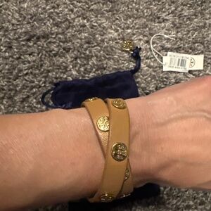 Tory Burch leather double wrap bracelet